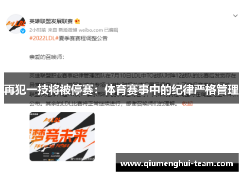 再犯一技将被停赛：体育赛事中的纪律严格管理